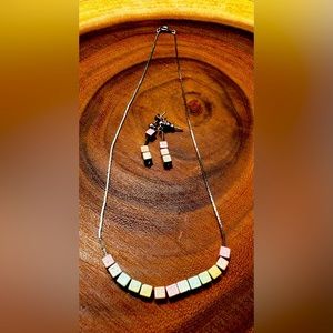 VINTAGE pastel colors necklace with matching earrings